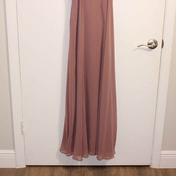 NEW Lovely Elliott Square Neck Chiffon Maxi Dress with Front Slit Women Size 6 - Picture 6 of 12